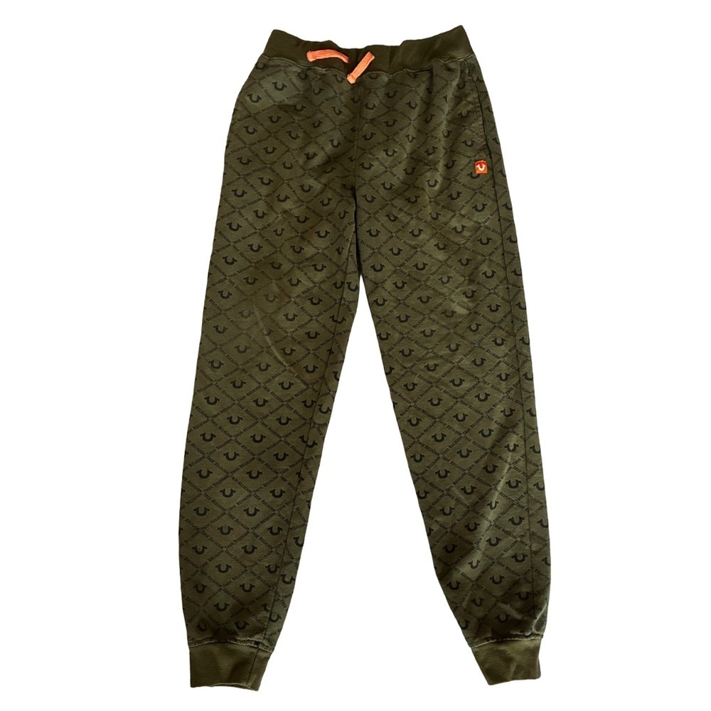 True Religion Youth Large Monogram Joggers Olive Y2K Streetwear